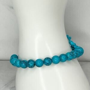 Faux Turquoise Bubble Beaded Stretch Bracelet